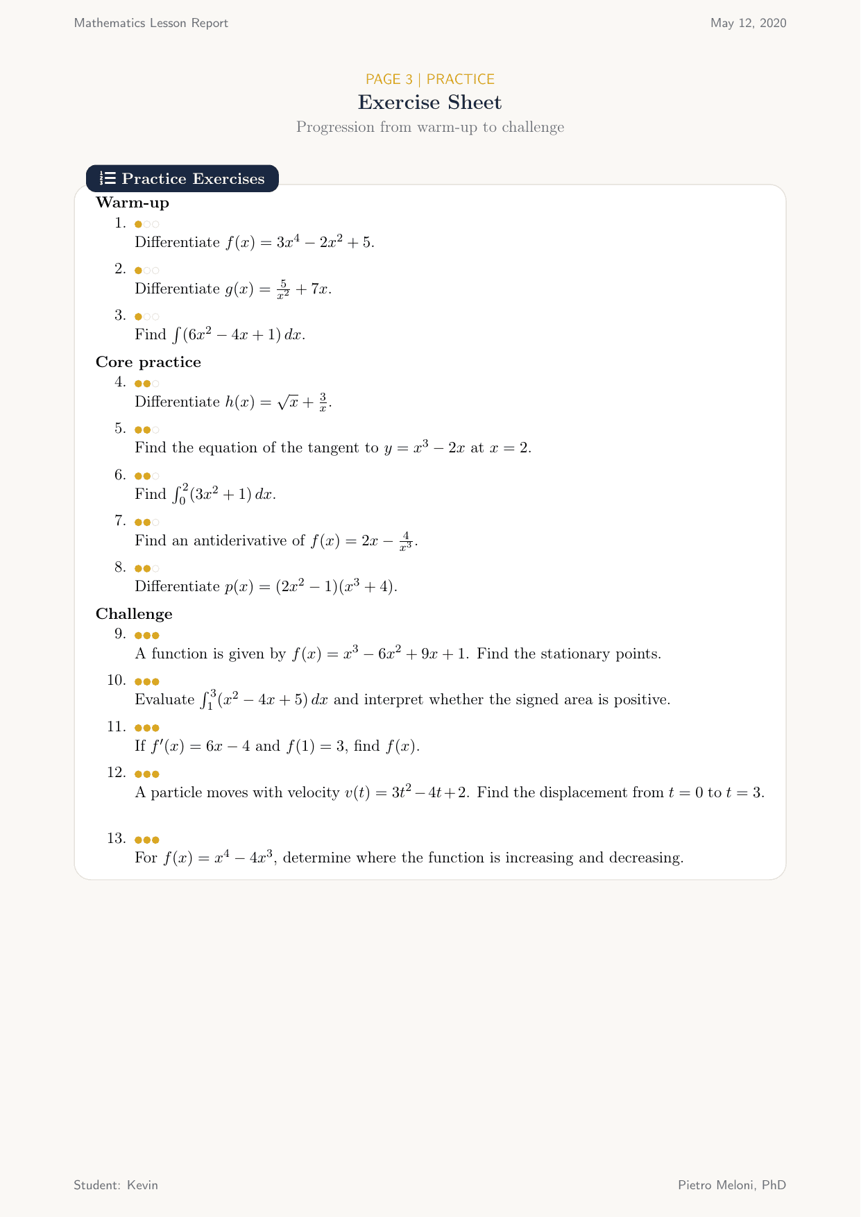 Page 3 — Resume pour les parents: points cles, progres et actions de suivi suggerees.
