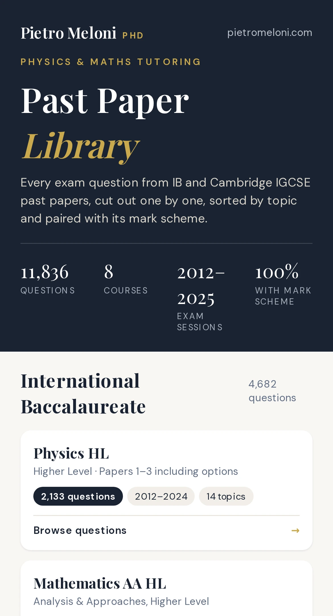We work on official past papers